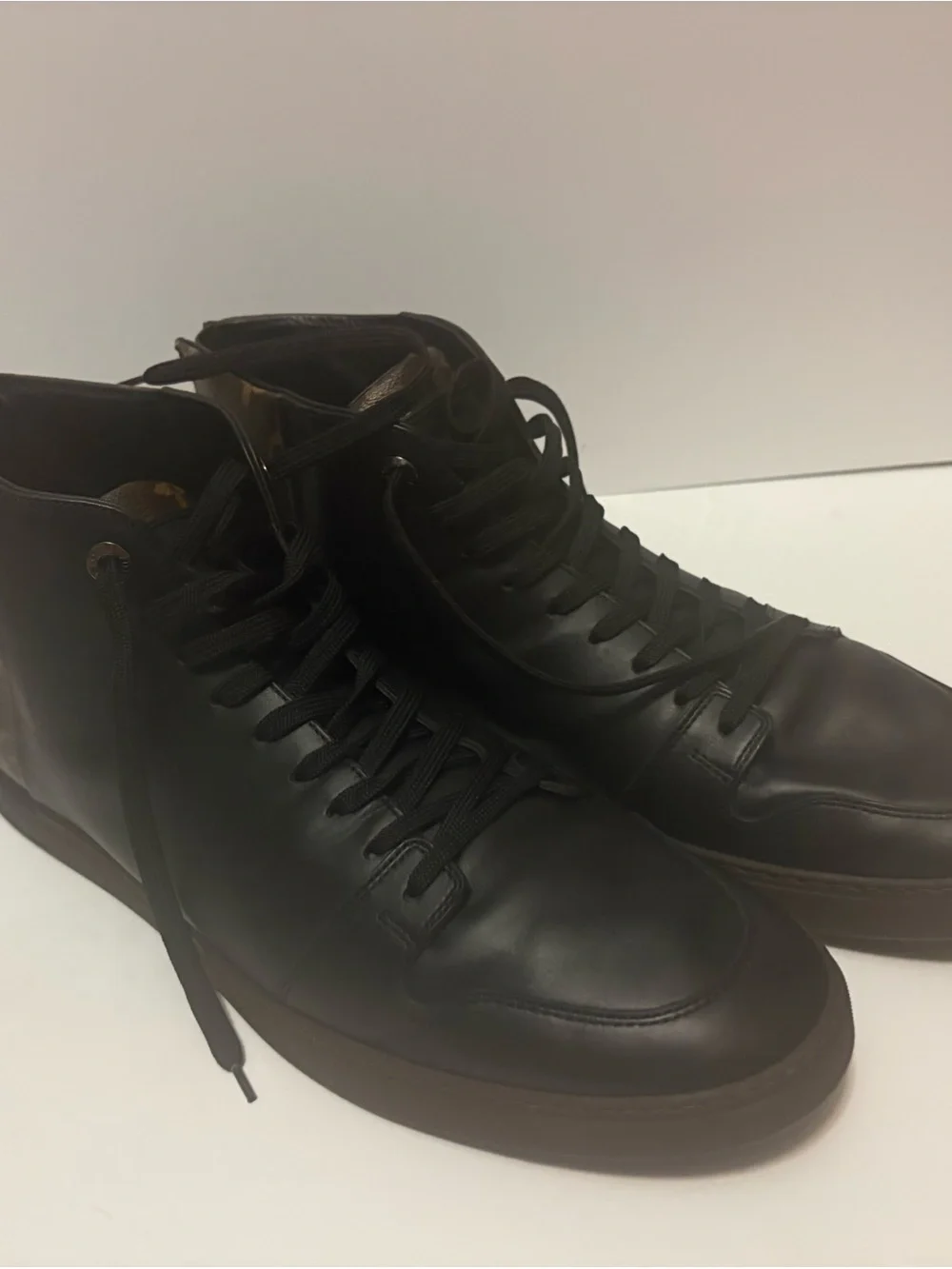Louis Vuitton Black Leather High-Top Boot with Monogram Rear Panel